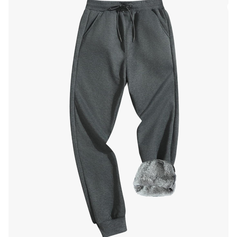Machlab Men's Thermal Fleece Jogger Pants Sherpa Lined Sweats Gray Medium NEW